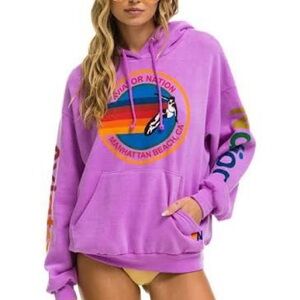 Aviator Nation Lavender Hoodie with Gold Accents